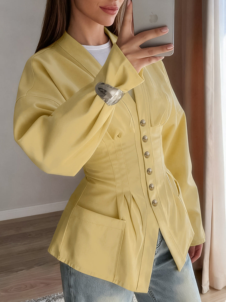 Slim fit brown long sleeved women's shirt