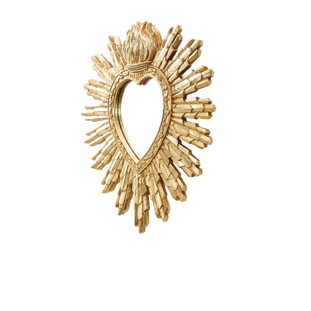 Heart shaped solar wall mounted mirror