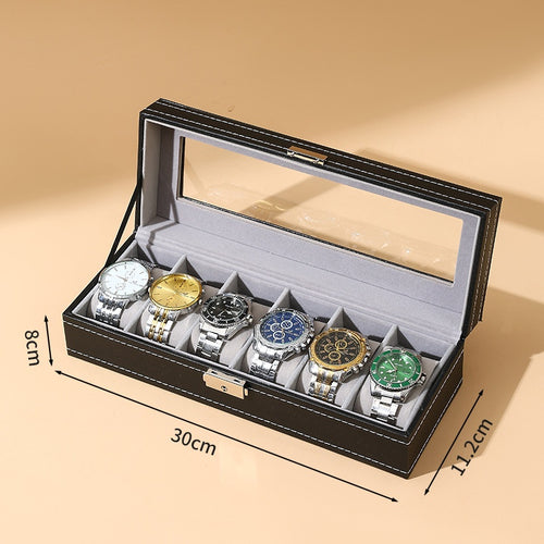 Black leather sunroof with lock watch storage box