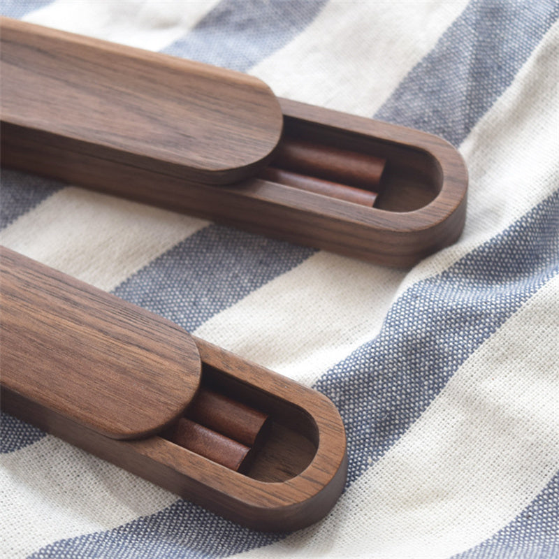 Black Walnut Wood Chopsticks Box Set