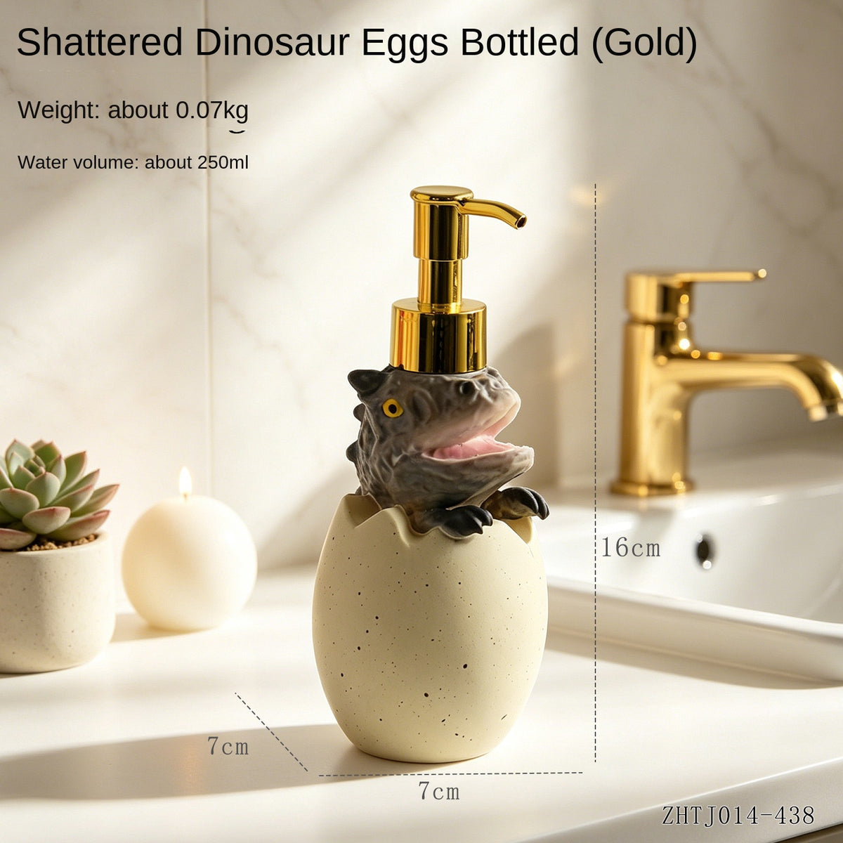 Creative Dinosaur Egg Hatching Squeeze Bottle, Empty Liquid Container for Shampoo, Shower Gel, Soap Dispenser, Bathroom Refill Bottle