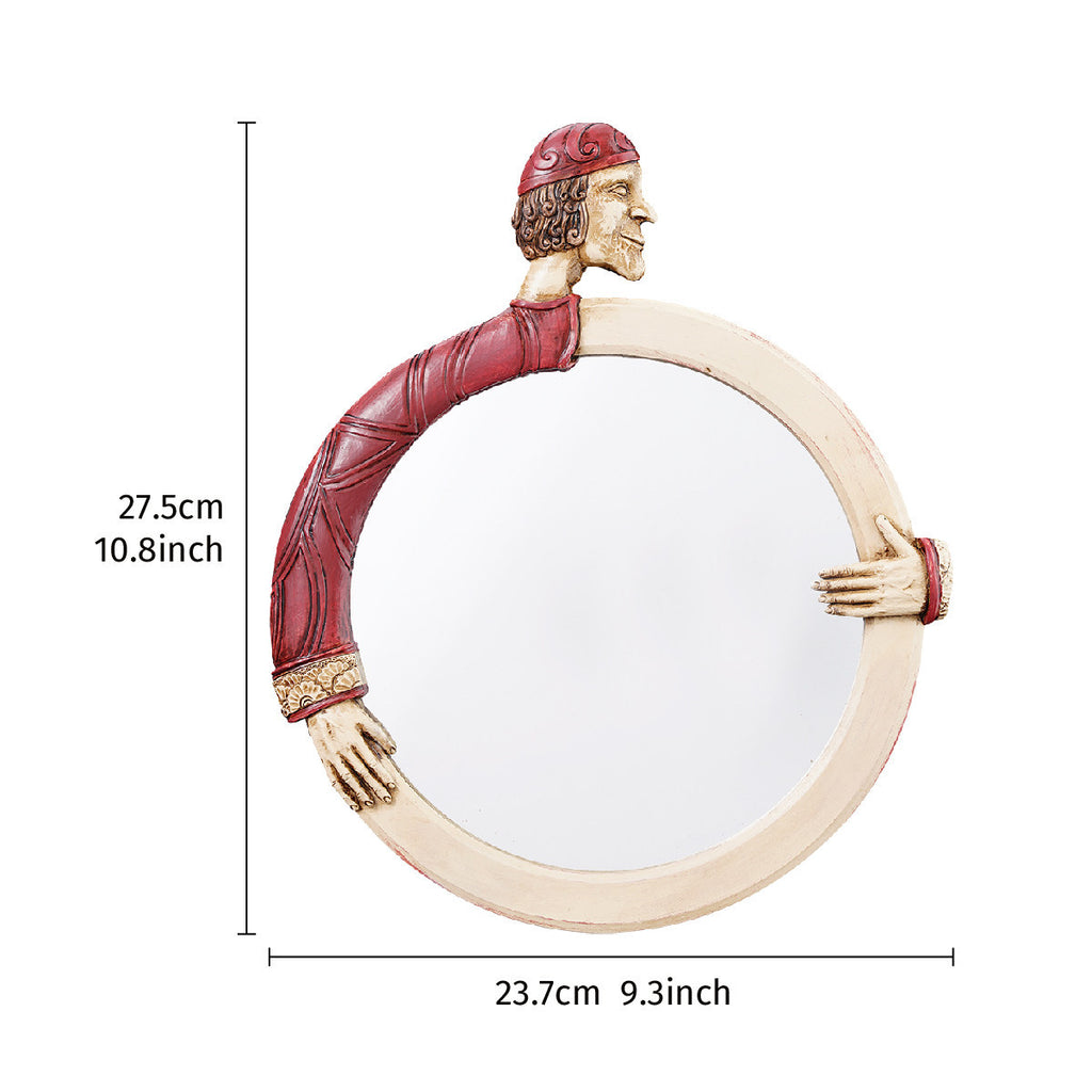 Circular decorative hanging mirror