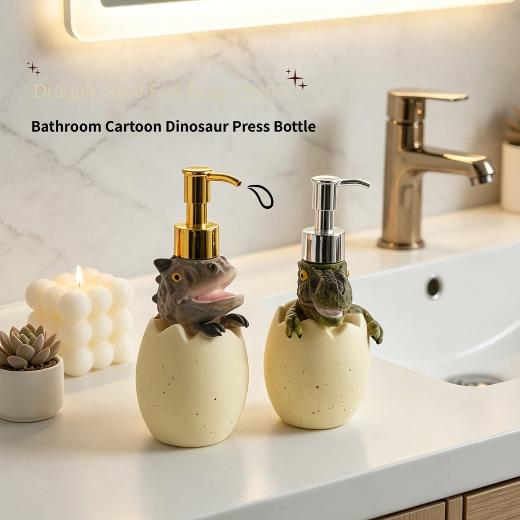 Creative Dinosaur Egg Hatching Squeeze Bottle, Empty Liquid Container for Shampoo, Shower Gel, Soap Dispenser, Bathroom Refill Bottle