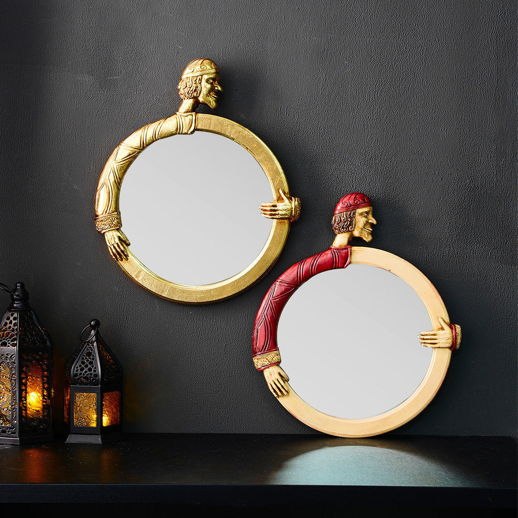 Circular decorative hanging mirror