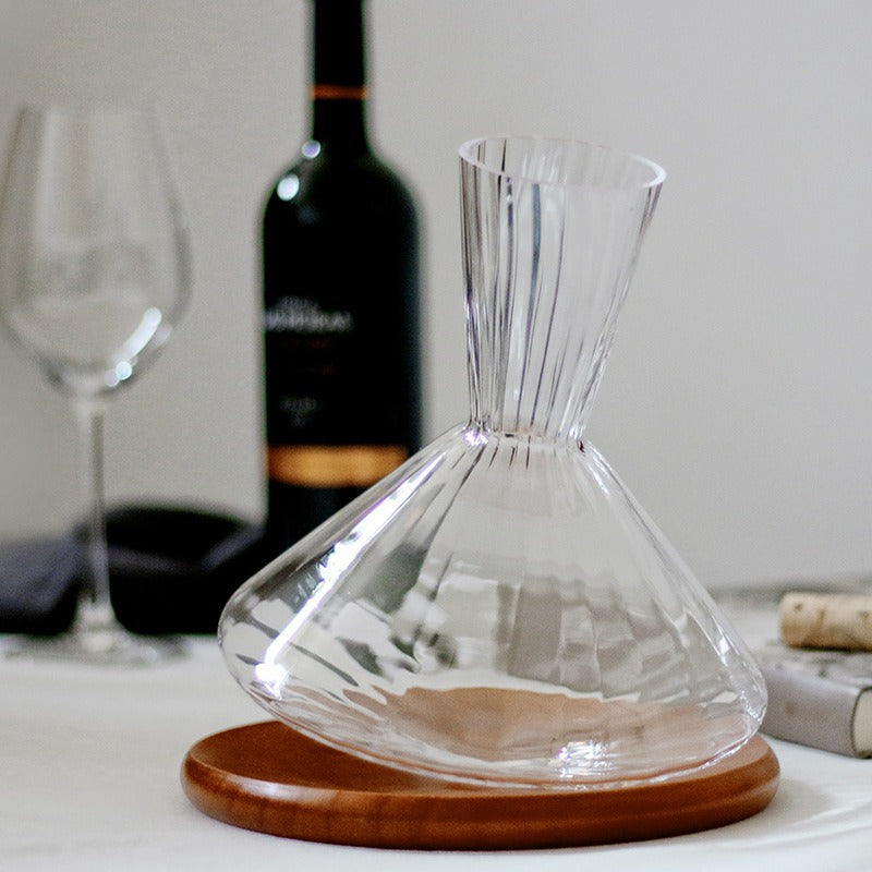 Premium Red Wine Carafe Tumbler Wine Dispenser Decanter with Wood Tray