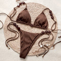 Brown Two-Piece Swimwear for Beach Vacation