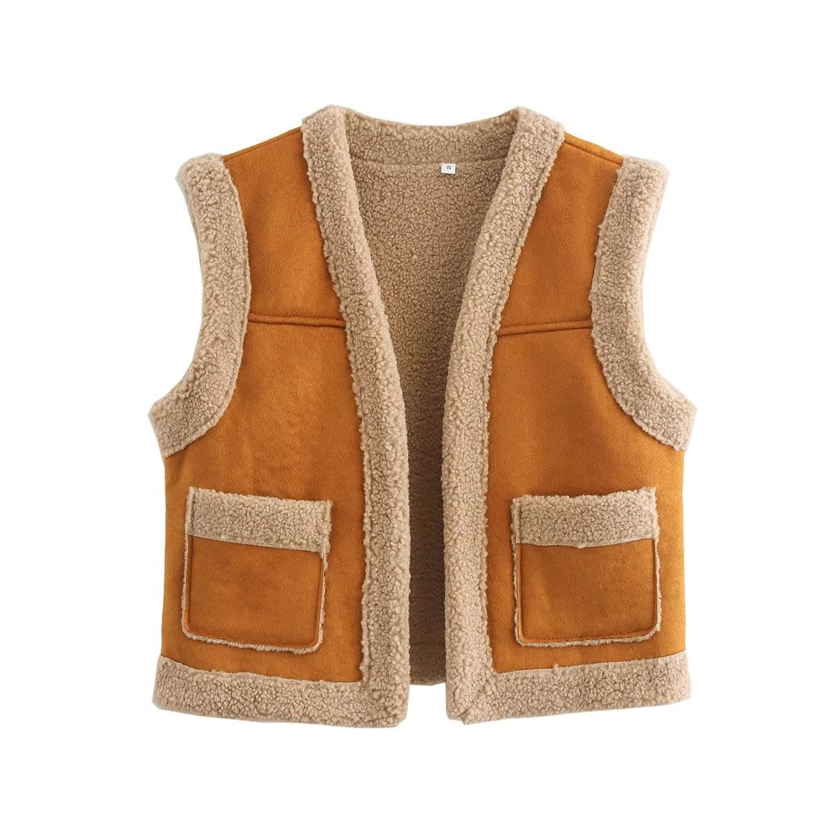 Autumn fashion brown fur integrated sleeveless vest