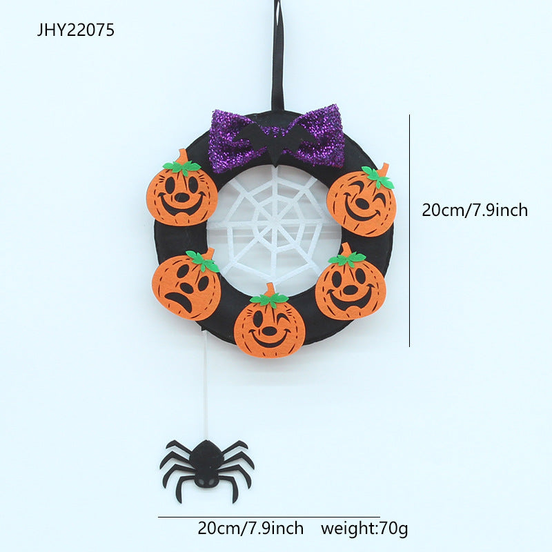 Halloween Pumpkin Skull Decoration Wreath Vine Ring Festival Hanging Ornament Decorative Props