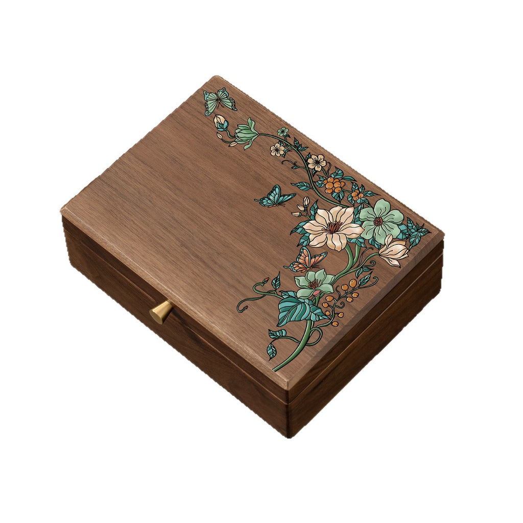 Solid wood desktop jewelry storage box