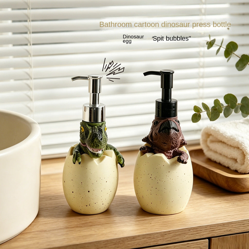 Creative Dinosaur Egg Hatching Squeeze Bottle, Empty Liquid Container for Shampoo, Shower Gel, Soap Dispenser, Bathroom Refill Bottle