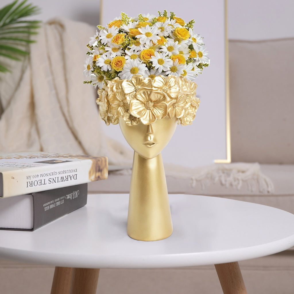 gold flowerpot home resin ornaments