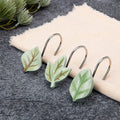 12 pcs/box, 2 boxes Exquisite Leaf Decor Shower Curtain Hooks Stainless Steel