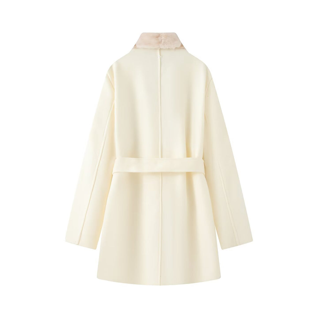 Imitation fur fur collar woolen coat