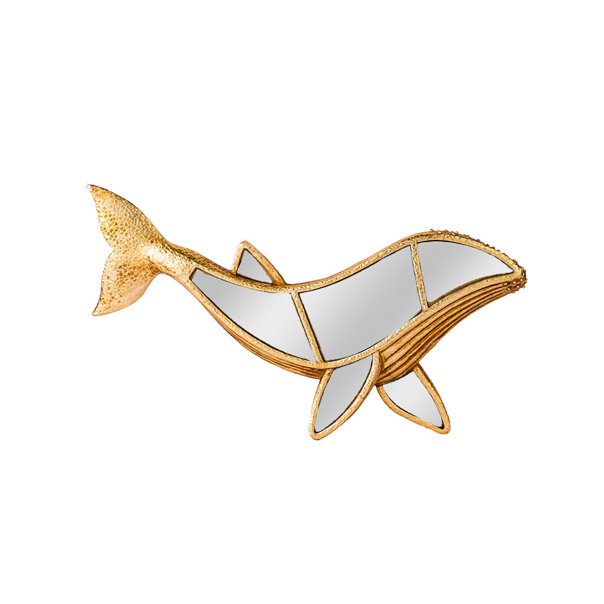 Golden whale mirror wall decoration
