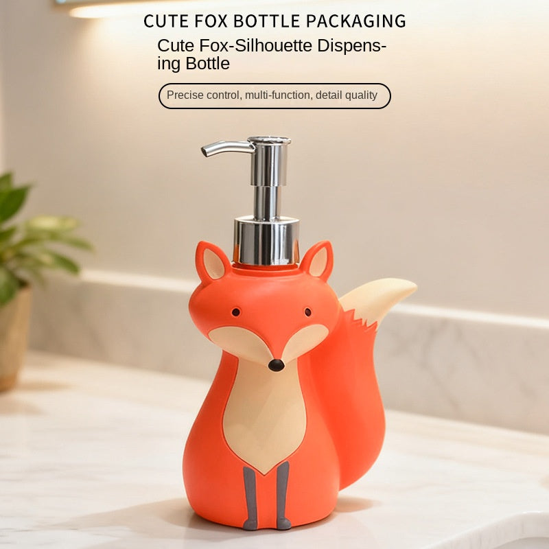 Cute Fox Press Bottle Lotion Bottle for Hotel, Home, Bathroom, Shampoo, Soap, Shower Gel Refill
