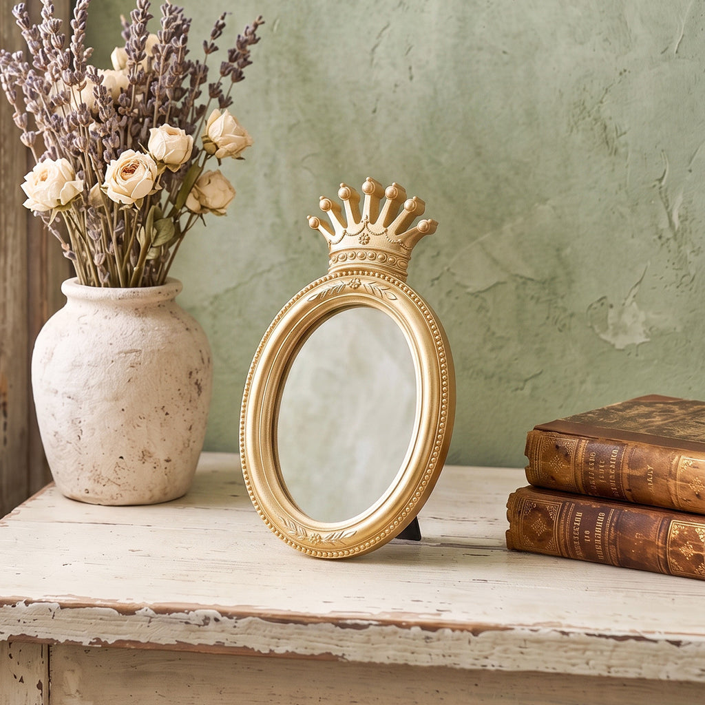 Golden Crown Oval Makeup Mirror