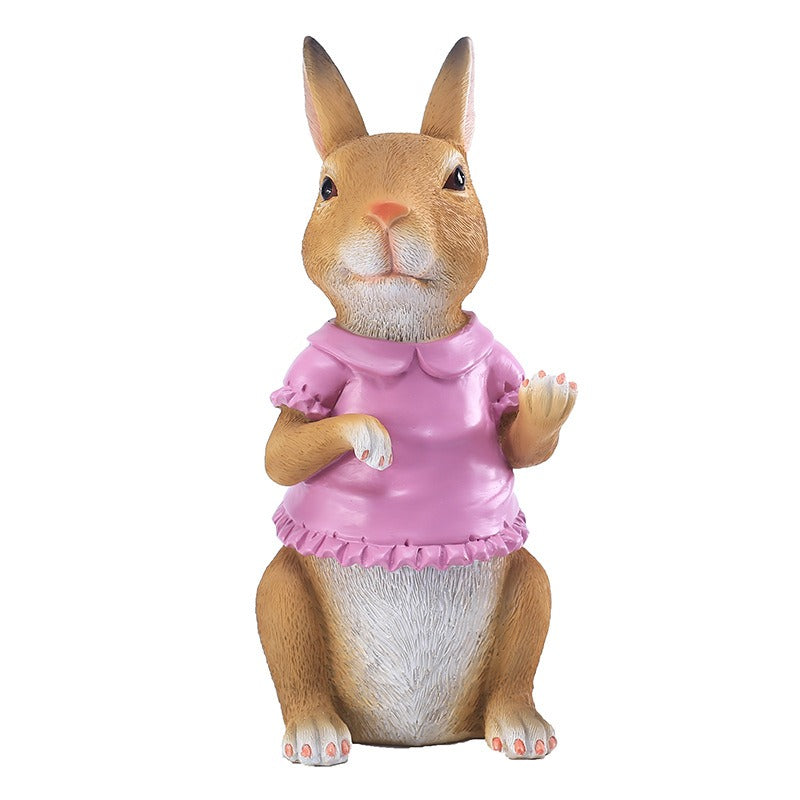Pink brown rabbit decoration garden outdoor resin