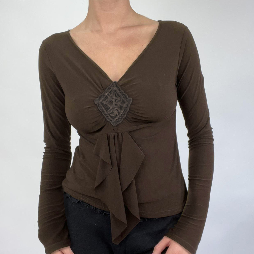 Retro brown long sleeved base T-shirt