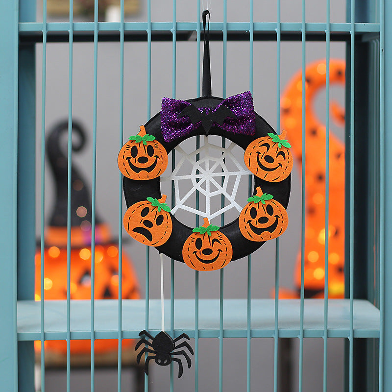 Halloween Pumpkin Skull Decoration Wreath Vine Ring Festival Hanging Ornament Decorative Props