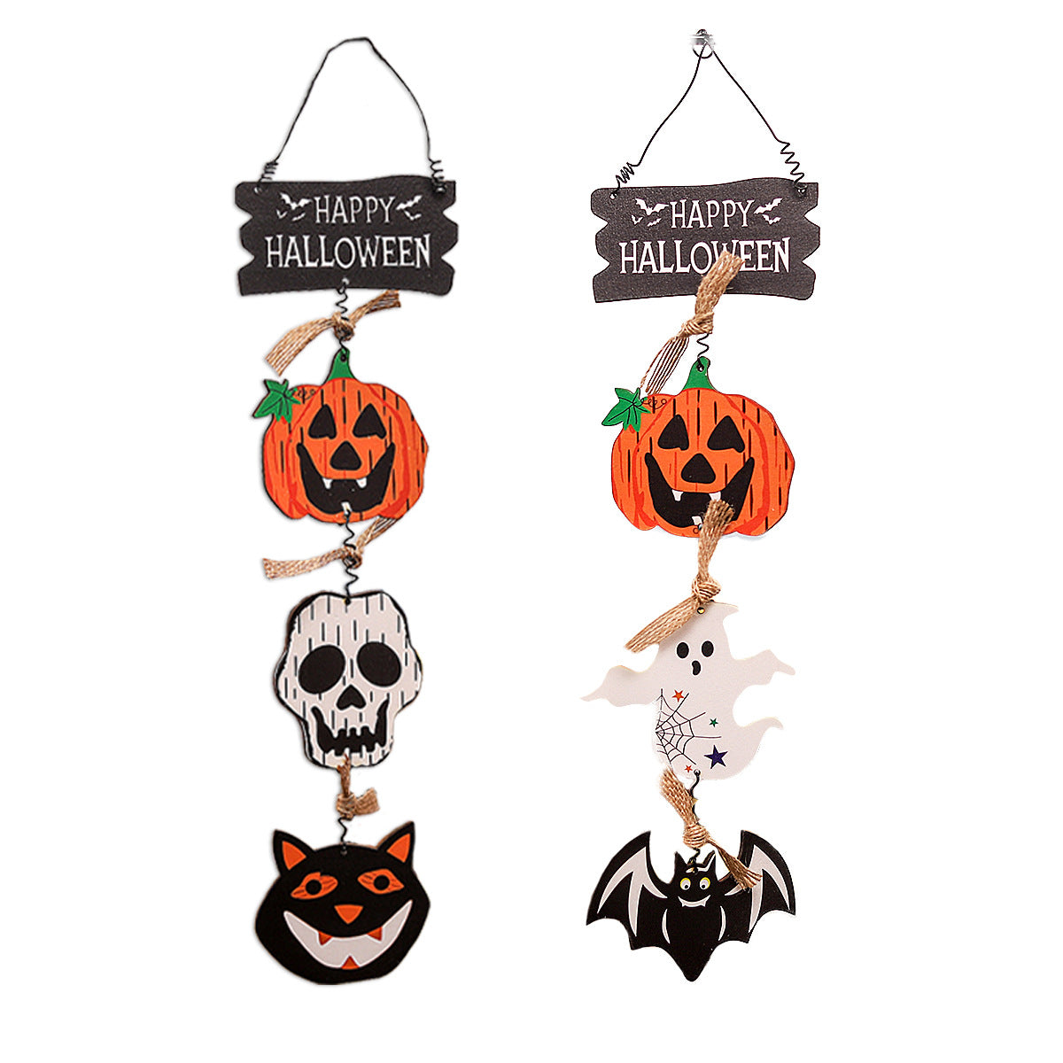 Halloween Decorations Wooden Plaque Door Hanging Pumpkin Ghost Ornament Creative Hanging Decoration
