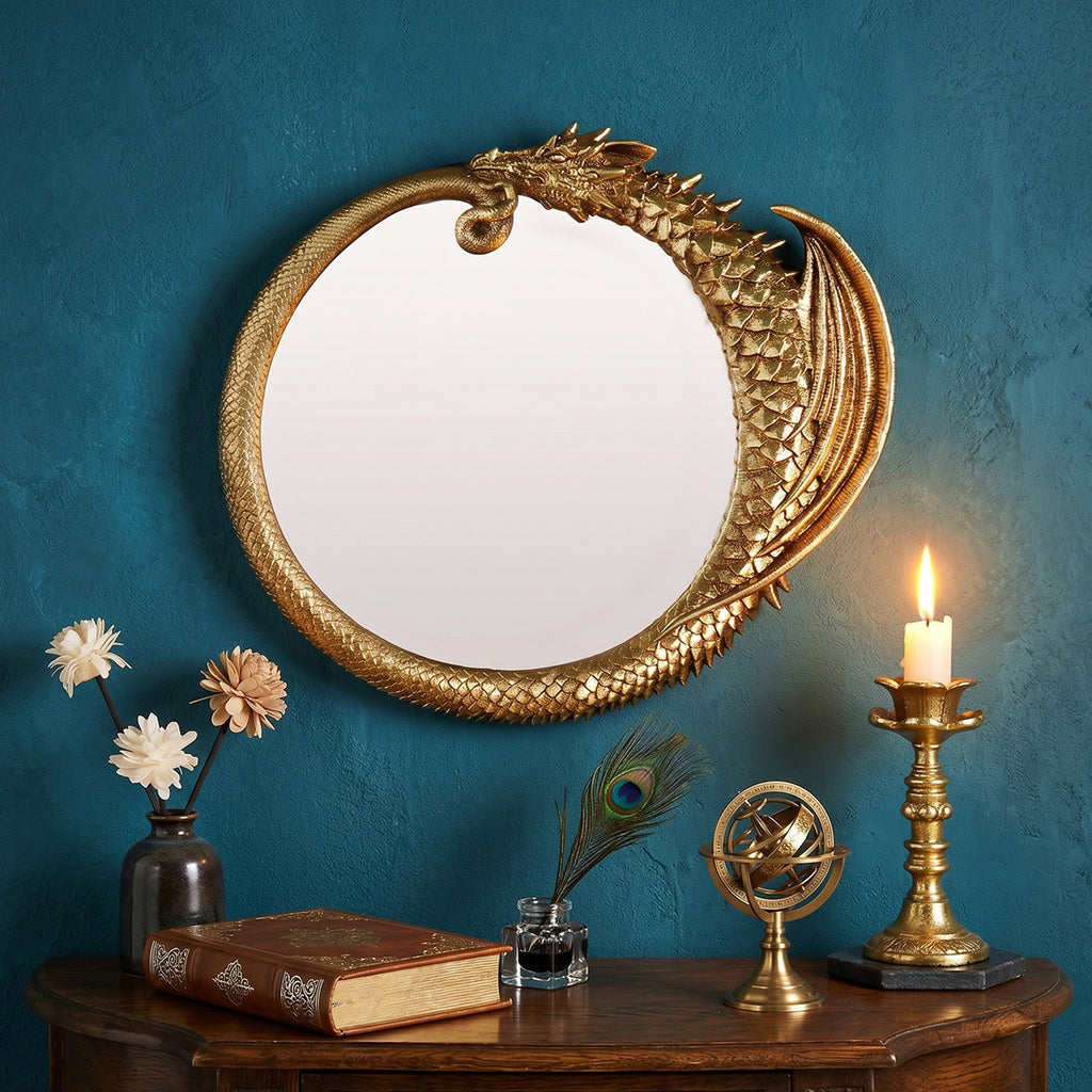 Dragon shaped three-dimensional relief makeup mirror