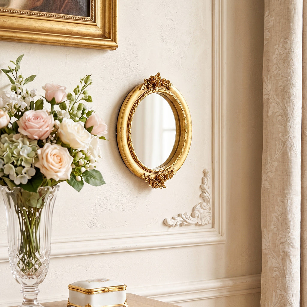 Golden carved wall mounted mirror