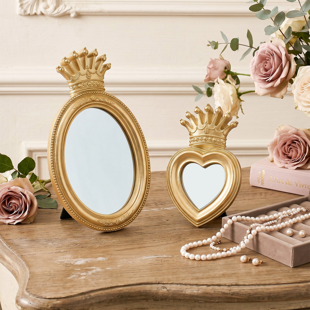Golden Crown Oval Makeup Mirror