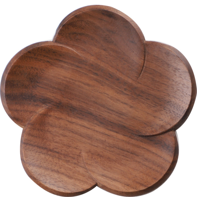 Black Walnut Coaster Solid Wood Creative Petal Cushion Kung Fu Teacup Wood Coaster Coaster With Logo