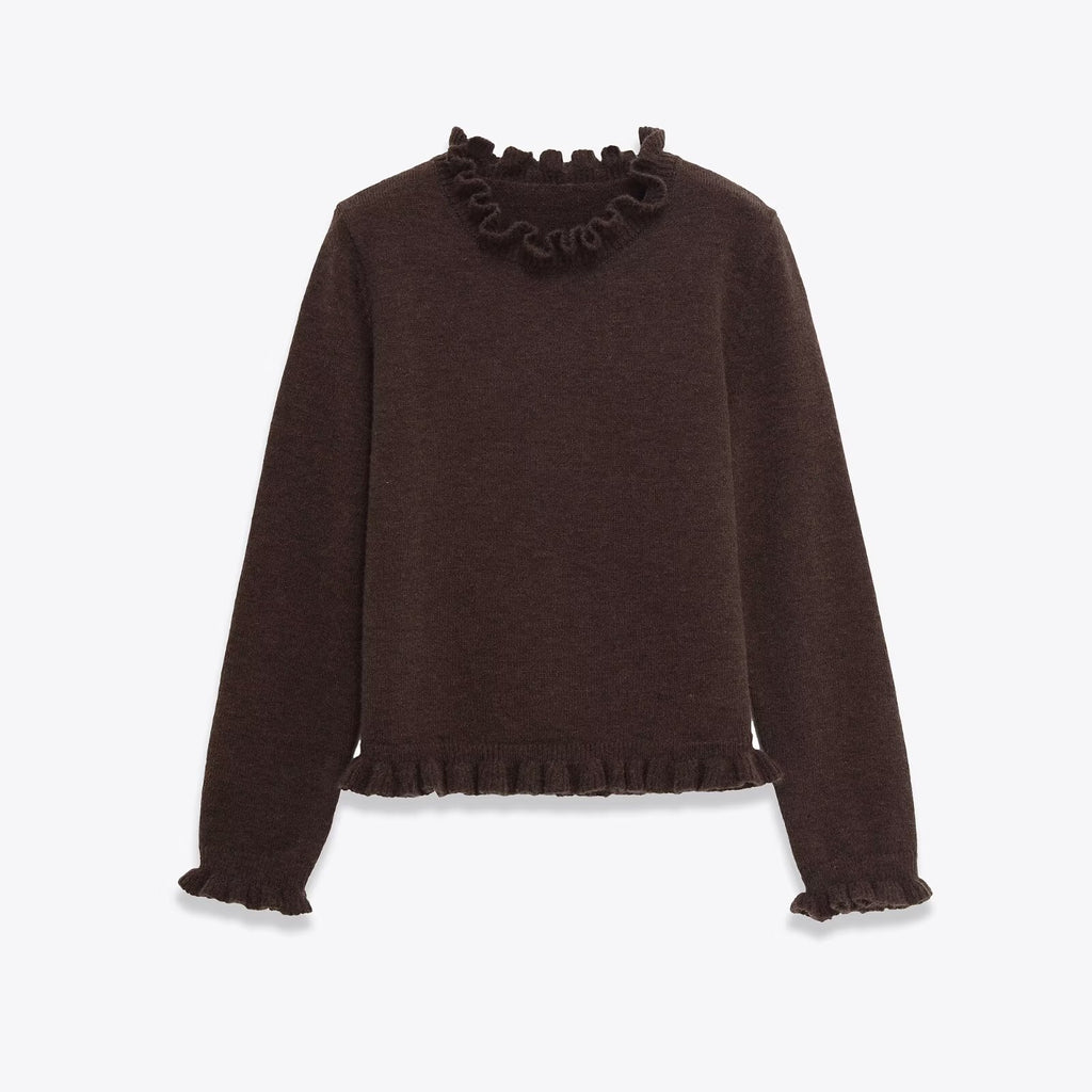 Gentle Wind Wood Ear Stacked Decorative Knitted Shirt