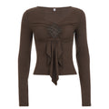 Retro brown long sleeved base T-shirt