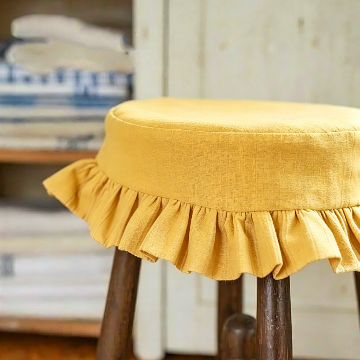 Round stool cover ruffled pink makeup stool cover dressing table chair cover