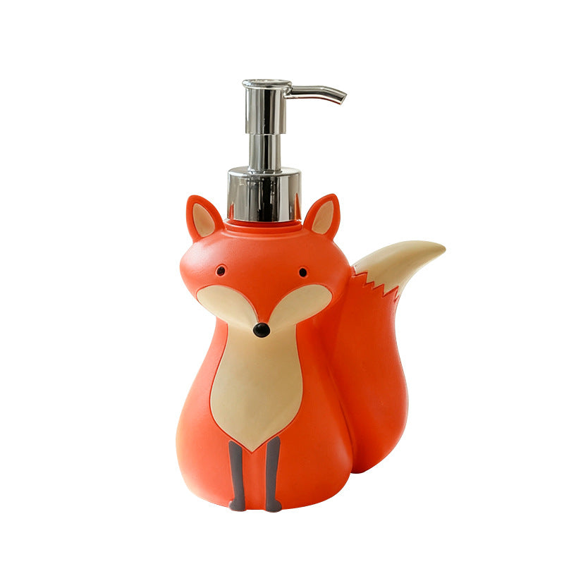 Cute Fox Press Bottle Lotion Bottle for Hotel, Home, Bathroom, Shampoo, Soap, Shower Gel Refill