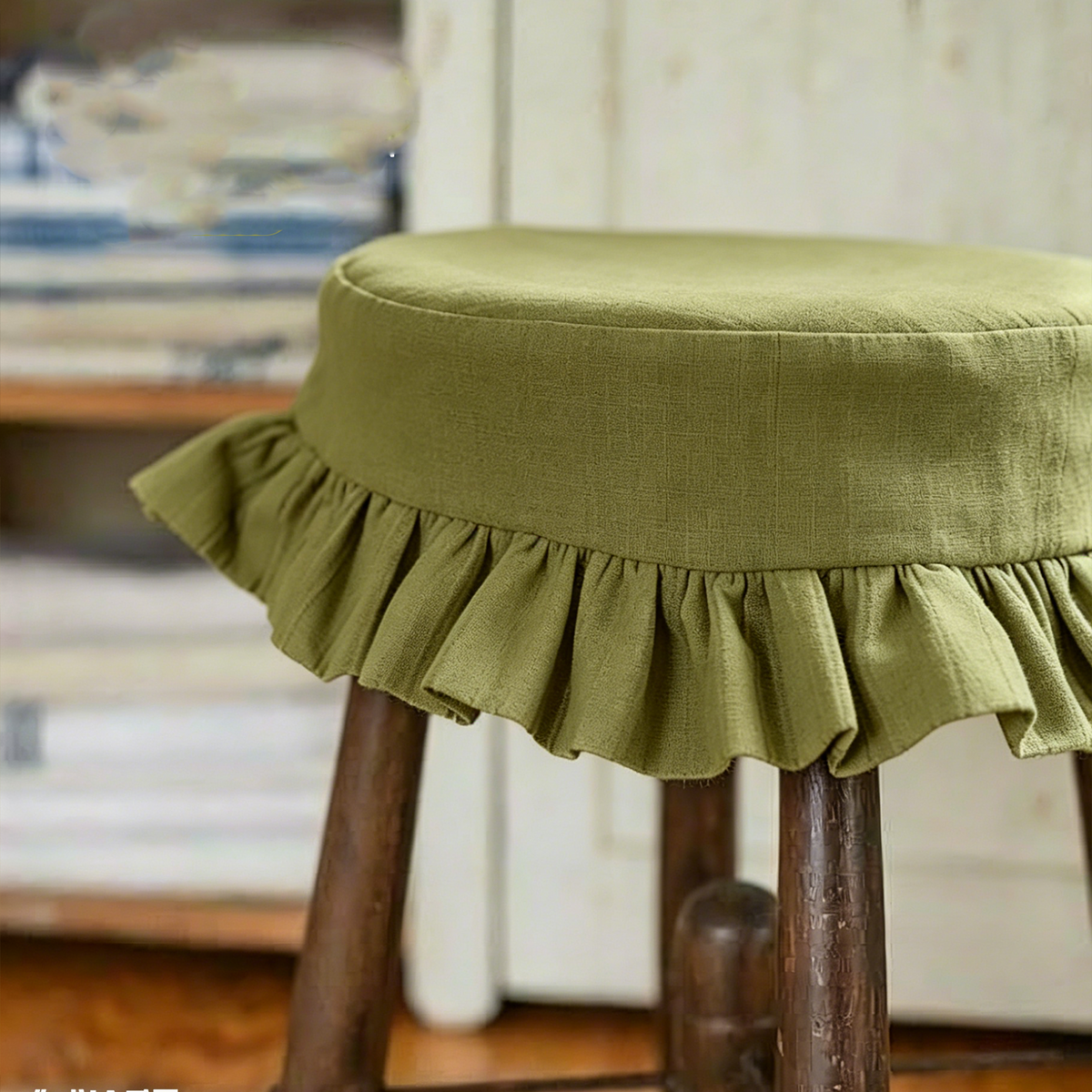 Round stool cover ruffled pink makeup stool cover dressing table chair cover