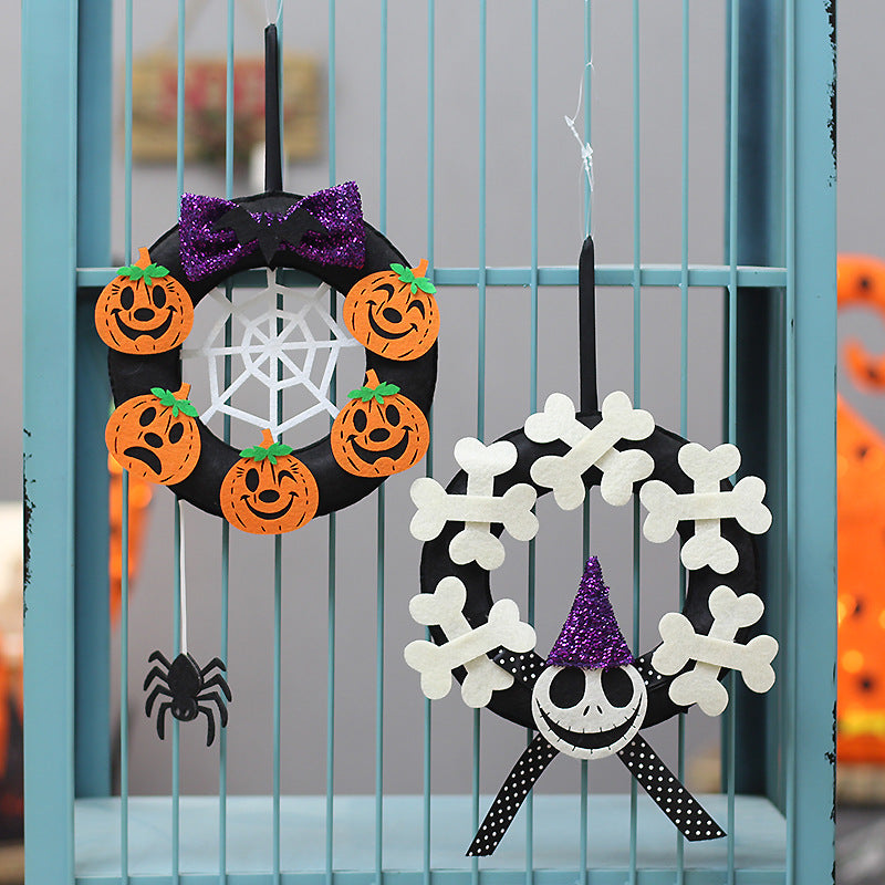 Halloween Pumpkin Skull Decoration Wreath Vine Ring Festival Hanging Ornament Decorative Props
