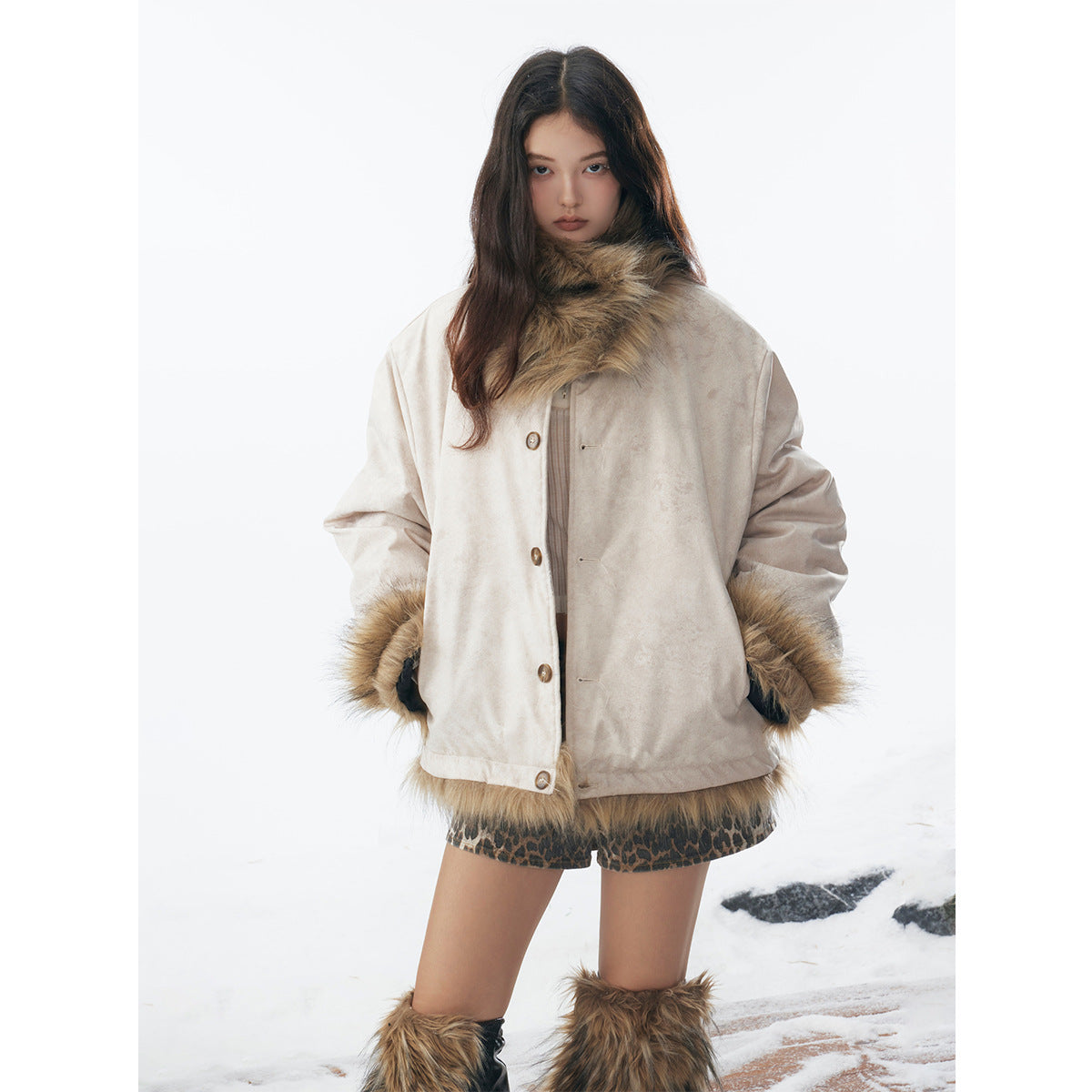 Fur fur collar warm cotton clothing
