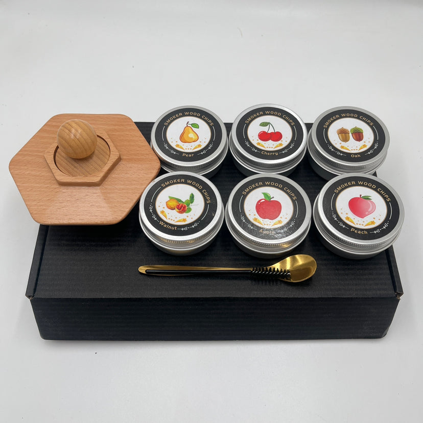 Cocktail Wood Smoker Hexagonal Round Saucer Bar Kitchen Smoking Tools Smoking Wood Cover 6pcs