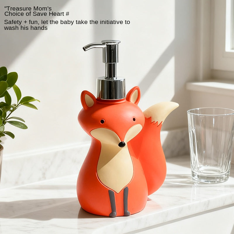 Cute Fox Press Bottle Lotion Bottle for Hotel, Home, Bathroom, Shampoo, Soap, Shower Gel Refill