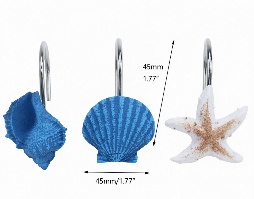 Resin starfish conch shell shower curtain hook double hook bathroom hook curtain hook adhesive hook