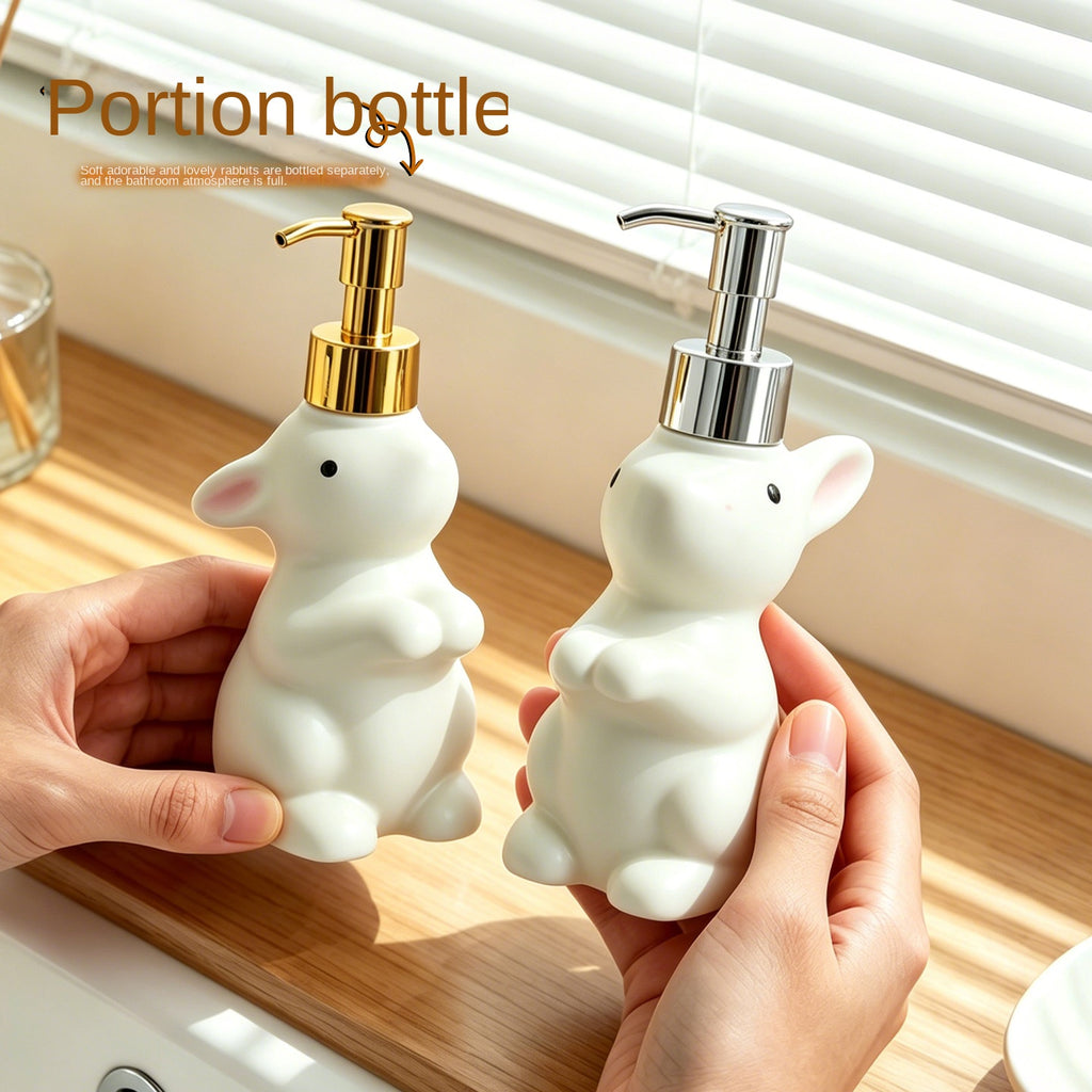Cute Rabbit Pump Soap Dispenser for Home Bathroom, Shampoo and Shower Gel Refill Bottle, Creative Popular Soap Dispenser