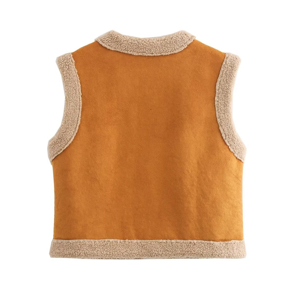 Autumn fashion brown fur integrated sleeveless vest