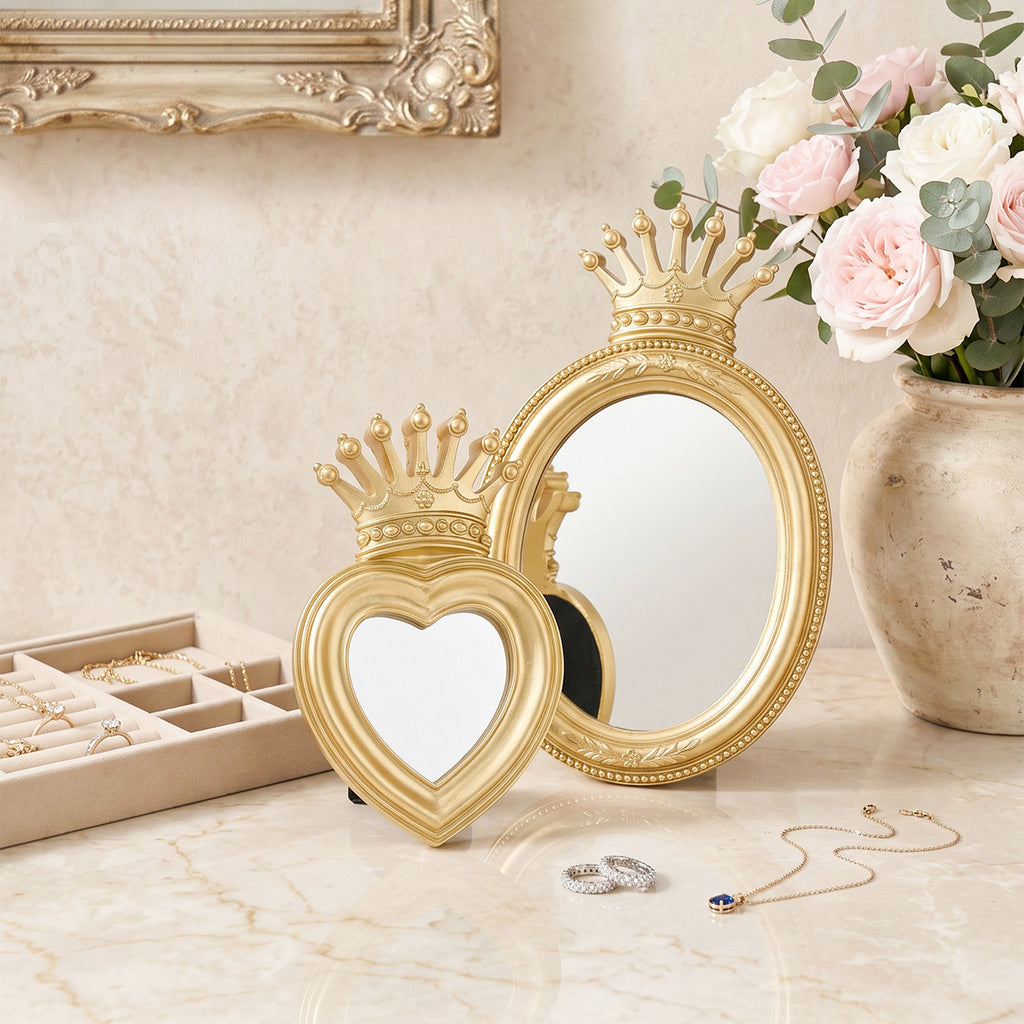 Golden Crown Oval Makeup Mirror