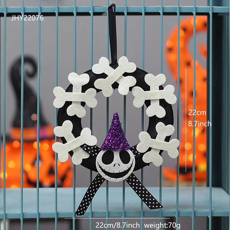 Halloween Pumpkin Skull Decoration Wreath Vine Ring Festival Hanging Ornament Decorative Props