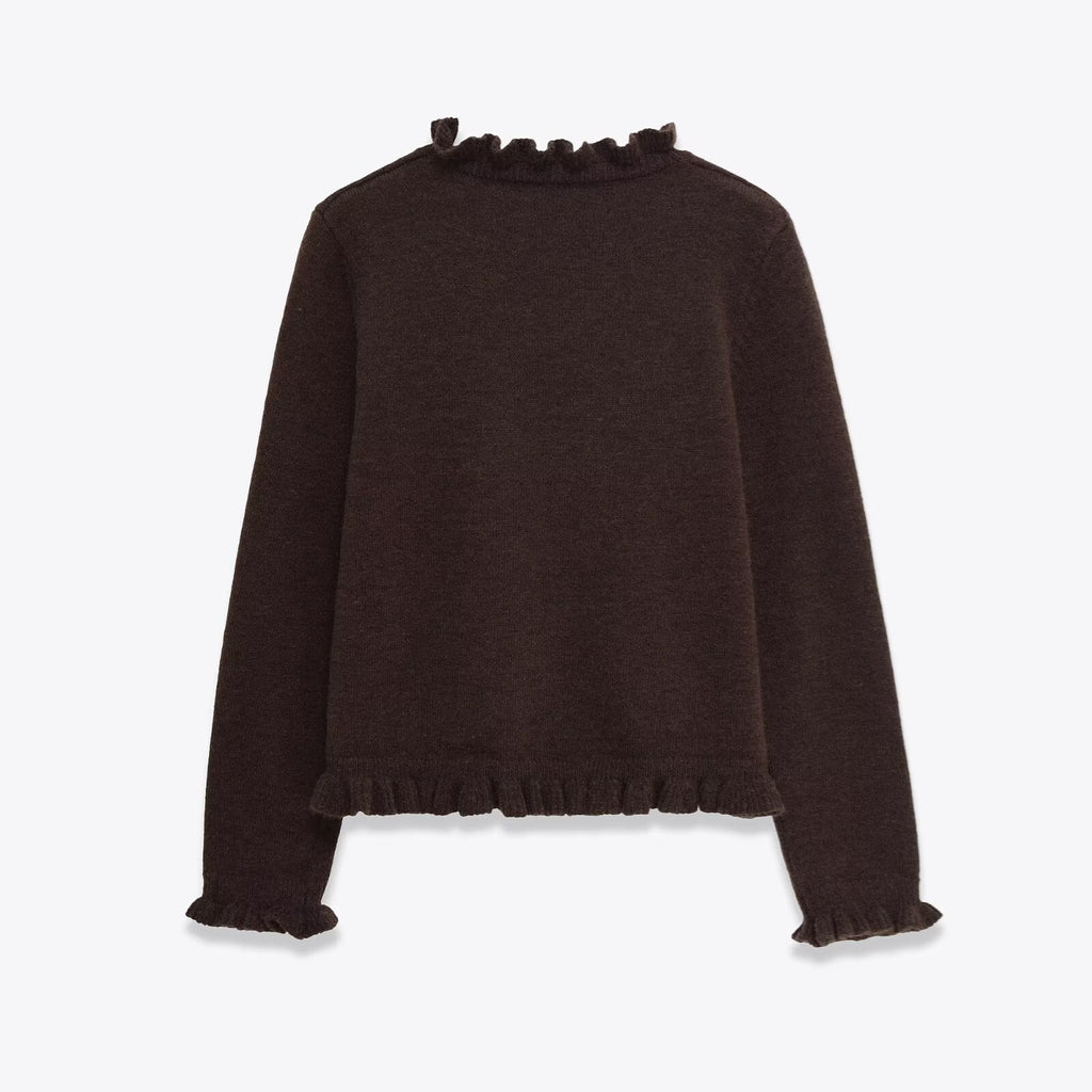 Gentle Wind Wood Ear Stacked Decorative Knitted Shirt