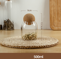 Food Storage Glass Jar with Wood Lid Ball Clear