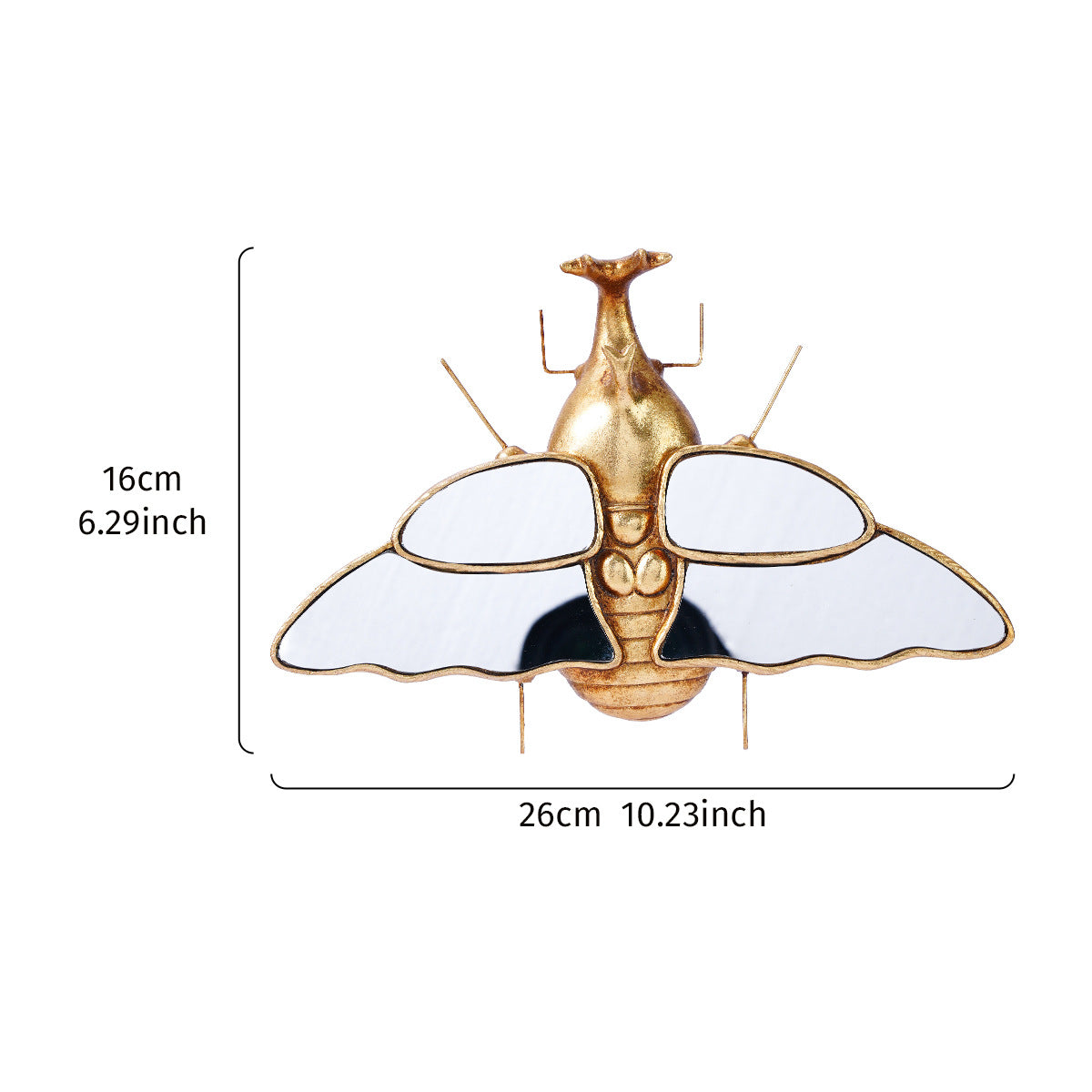 Mirror wall decoration with winged beetle