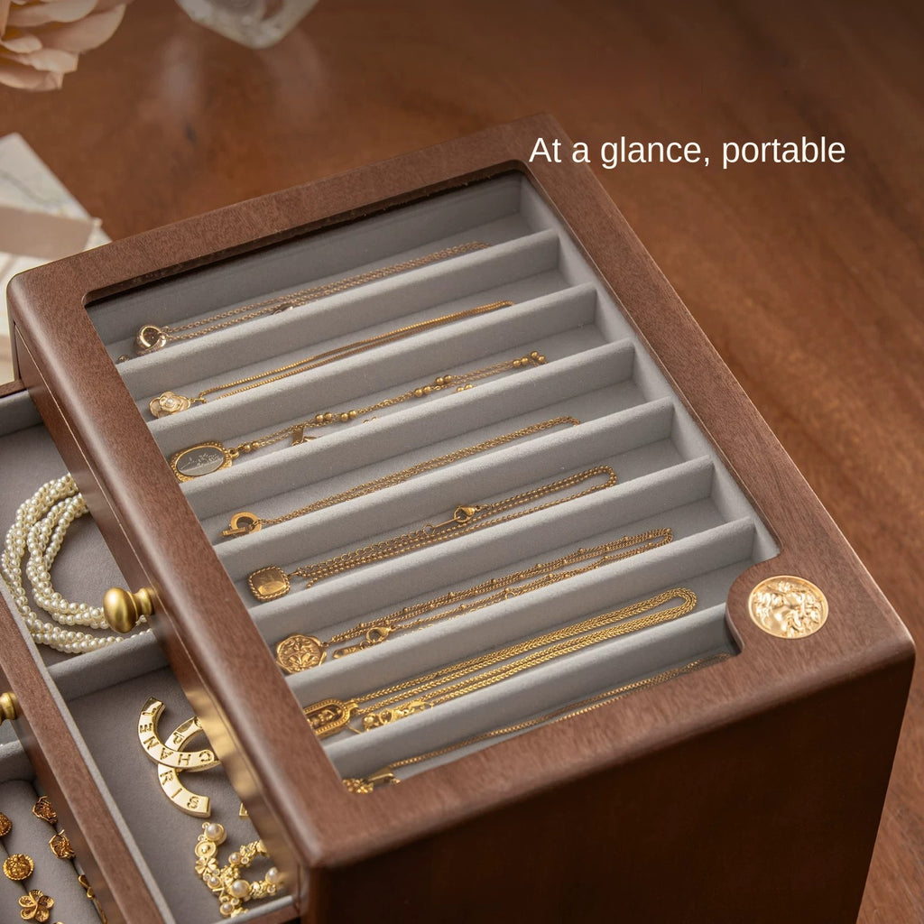 Solid wood jewelry box, jewelry storage box