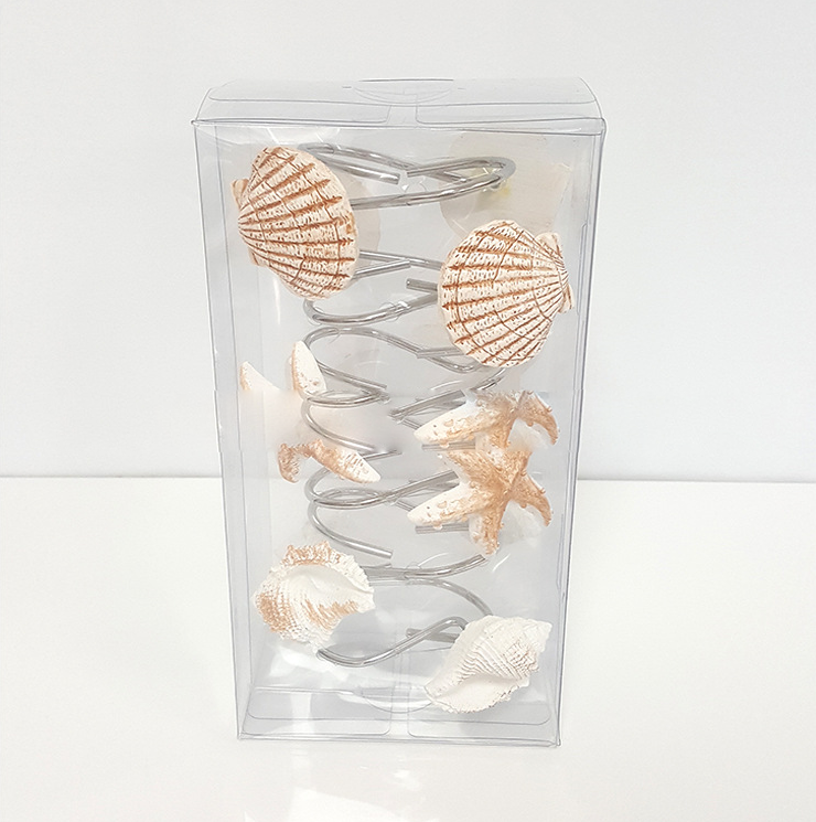 Resin starfish conch shell shower curtain hook double hook bathroom hook curtain hook adhesive hook