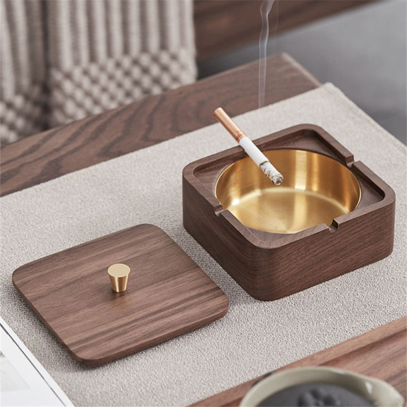 Walnut Solid Wood Ashtray With Cover