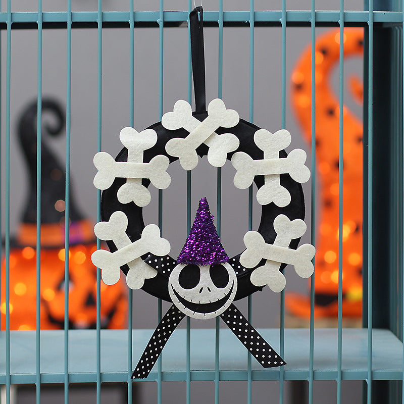 Halloween Pumpkin Skull Decoration Wreath Vine Ring Festival Hanging Ornament Decorative Props