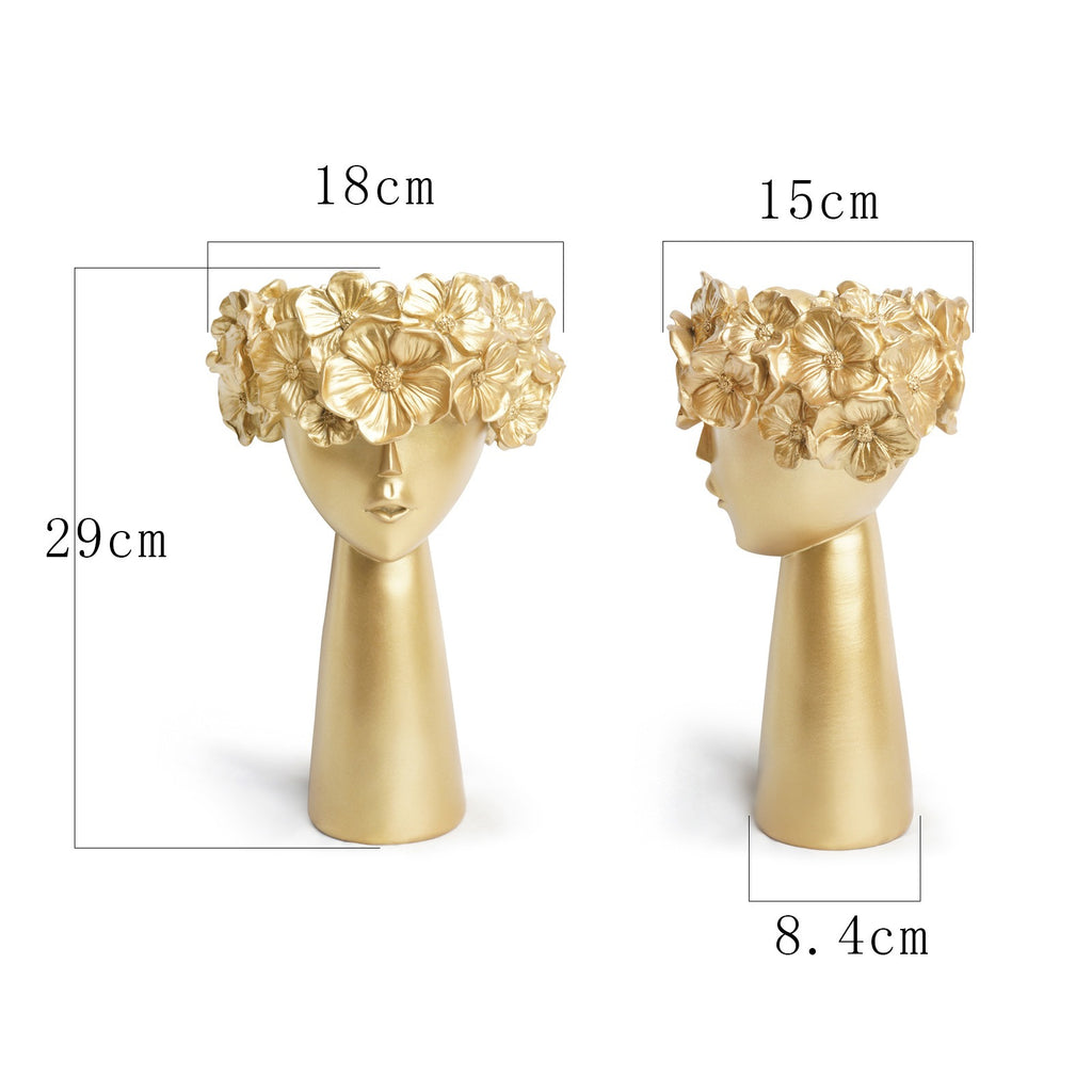 gold flowerpot home resin ornaments